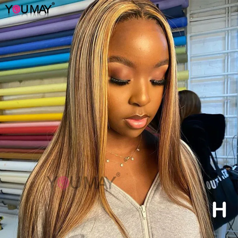 

Highlight Blonde Lace Front Wigs For Women 250 Density Straight Colored 360 Lace Frontal Wigs Human Hair Ombre Wig You May Remy
