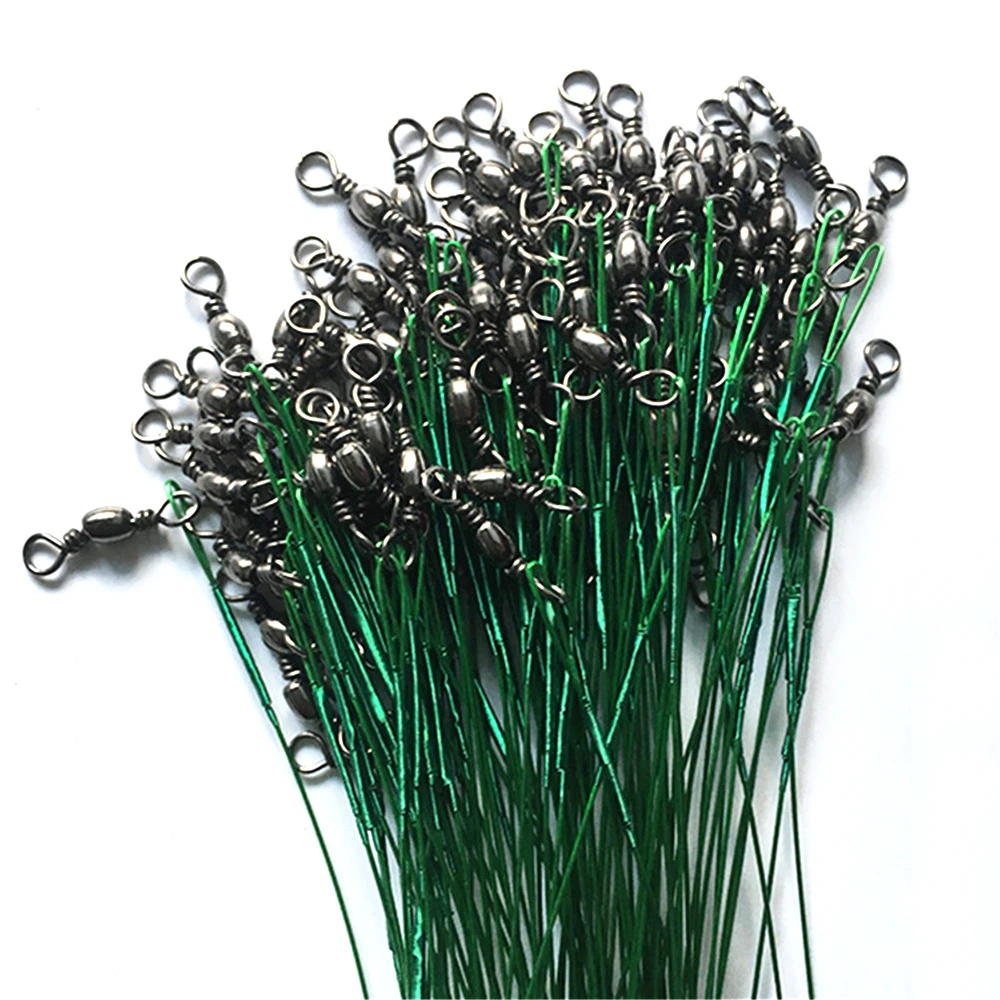 

20Pcs Steel Wire Leader With Swivel Fishing Accessory 4 Colors Leadcore Leash 15CM 20CM 30CM Anti Bite Steel Fishing Line