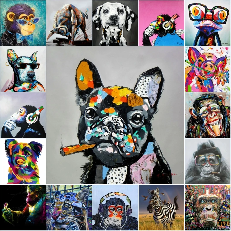 

Animals Cow and Dog Graffiti Street Art Posters Canvas Painting and Prints Cuadros Wall Art Picture for Living Room Decor
