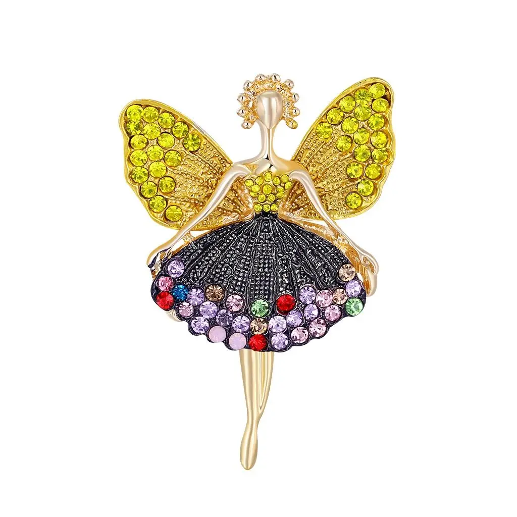 

Vintage Cartoon Fairy Butterfly Ballet Beauty Girl Alloy Artificial Diamond Brooch Women Kids Gift Party Sweater Scarf Ornament