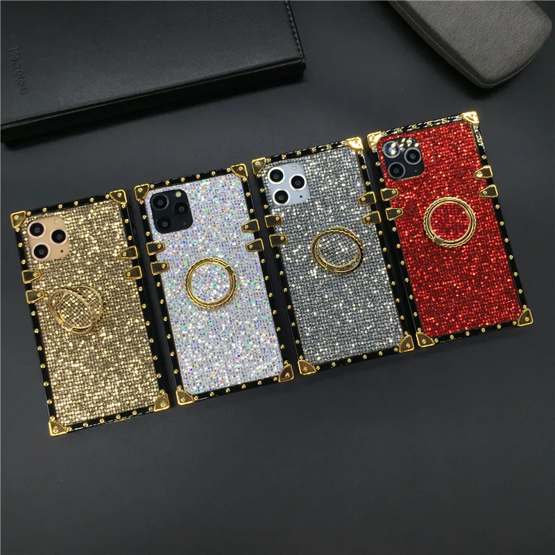 Роскошный блестящий квадратный чехол для Samsung S21 Plus S20 Ultra S8 S9 Note 20 10 iphone 11 PRO MAX 12 XR X XS