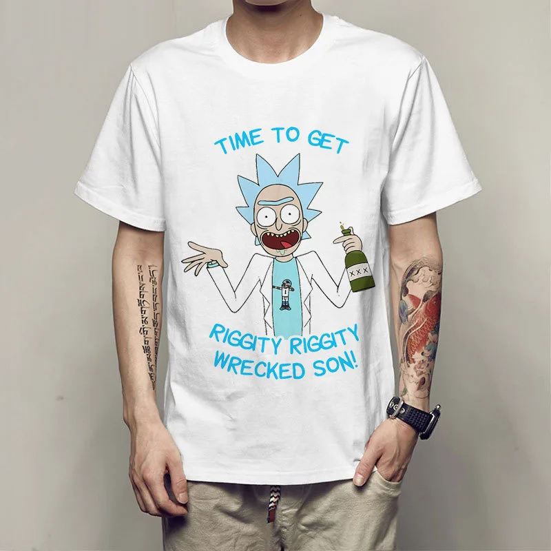 Мужская футболка с круглым вырезом, свободная футболка с принтом rick and morty, Новые повседневные футболки топы