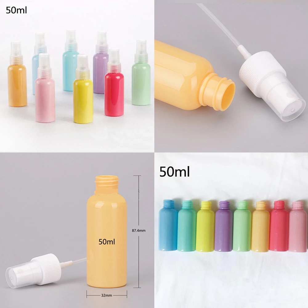 

1Pcs 8Colors Macaron Color 50ml Empty Spray Bottles Thickened Plastic Refillable Bottles Travel Portable Empty Cosmetic Contain
