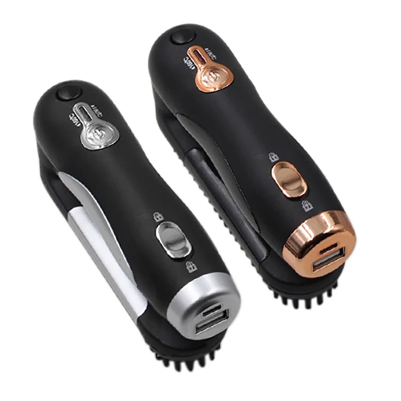 

Выпрямитель для волос, плоский утюжок, складная щетка для выпрямления, с подогревом и зарядкой от USB, стайлер для прямых волос, щетка для боро...