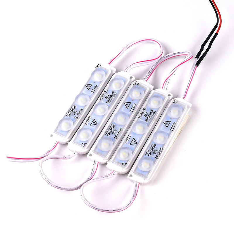

100pcs 220v LED Module 2W no need power supply 2835 3 leds injection lens advertising light for Windowfront Sign Channel Letter