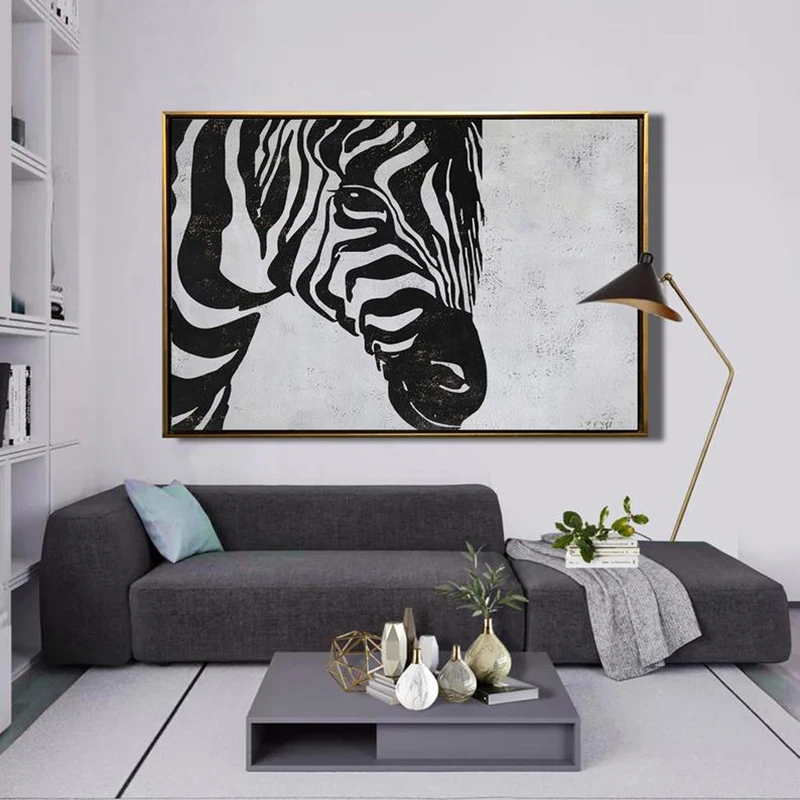 

Large Abstract Animal Art Zebra Painting Modern Canvas Art Animal Painting