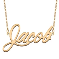 jacob name necklace for women stainless steel jewelry 18k gold plated nameplate pendant femme mother girlfriend gift