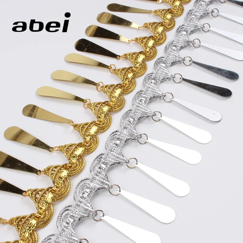 5 см 2 ярда золотистого/серебристого цвета бахрома блестящее кружево с блестками