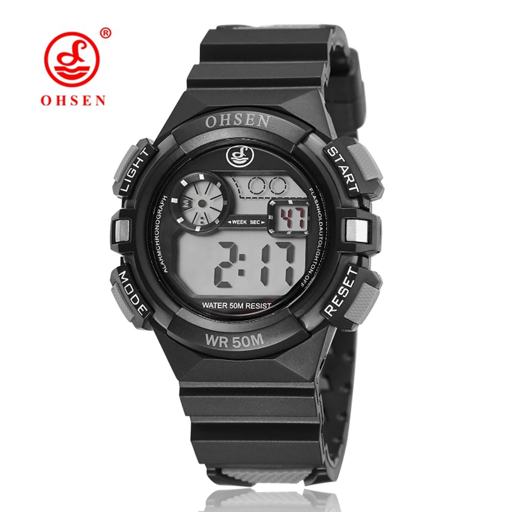 Водонепроницаемые цифровые часы для мальчиков и девочек модные черные детские