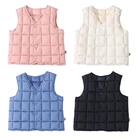 Жилет для маленьких мальчиков и девочек, осенне-зимнее легкое пальто из хлопка, повседневное однотонное модное удобное пальто с V-образным вырезом, красивый подарок