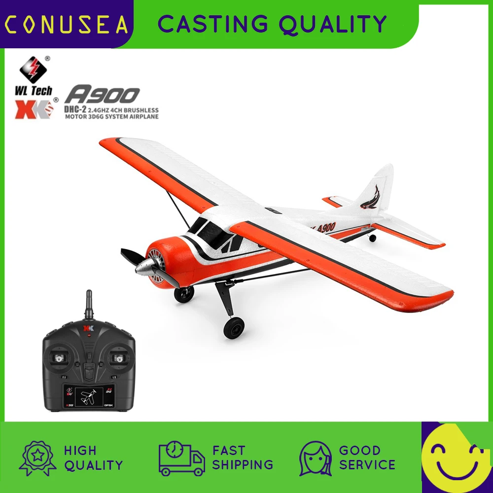 

Wltoys Xk A900 Rc Plane Glider 4Ch 2.4G Remote Control Aircraft Airplane Fixed Wing 6-Axis Gyroscope 3D/6G Mode Brushless Motor