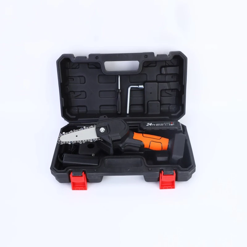 

4 inch mini chainsaw with two 12000mAh batteries portable electric hand saw one-handed household gardening tools rechargeable