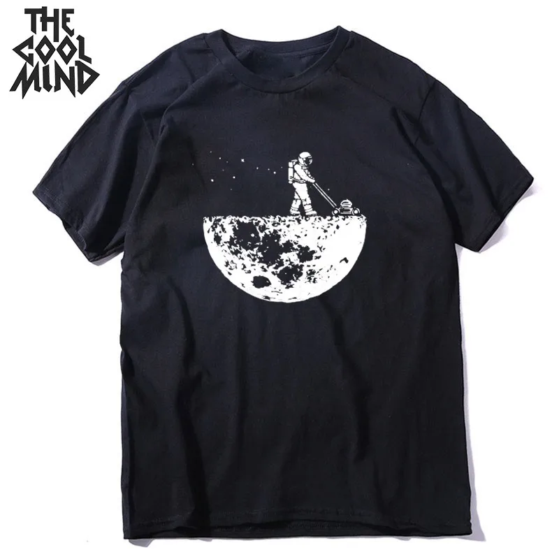 mo0118CM-BLK COOLMIND, хлопок, короткий рукав, Космический Кот, принт, Мужская футболка, летняя, с круглым вырезом, Мужская футболка, крутая футболка, мужские футболки - Цвет: mo0118CM-BLK