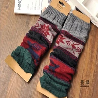 women s autumn winter bohemian ethnic style deer snowflake foot sock hosiery kneecap boot cover pantyhose bunching socks