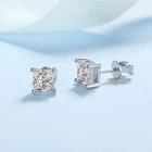Серьги с бриллиантом 2 карата, родиевое покрытие, бриллиантовый Муассанит, цвет под серебро 925 пробы, бриллиант, ювелирные изделия, подарок для пары
