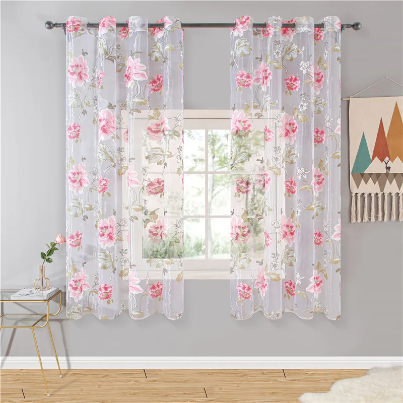 Тюль YokiSTG с цветами для кухни гостиной спальни прозрачные шторы украшение дома