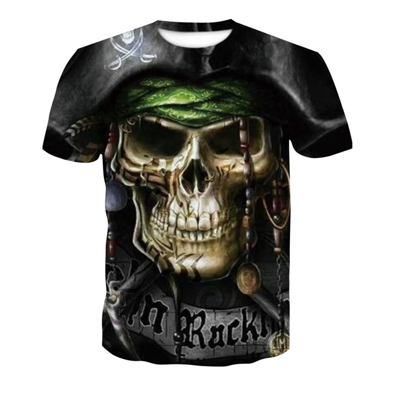 

New horror skull 3D t-shirt punk rock t-shirt 3d printing t-shirt retro gothic men's casual fashion clothing summer tops t-shirt