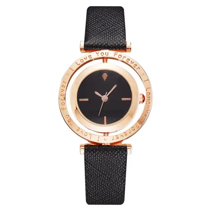 Simple Rotating Dial Women Watches Gold Pointer Fashion Ladies Quartz Leather Wristwatches 2020casual Woman Watch Orologio Donna