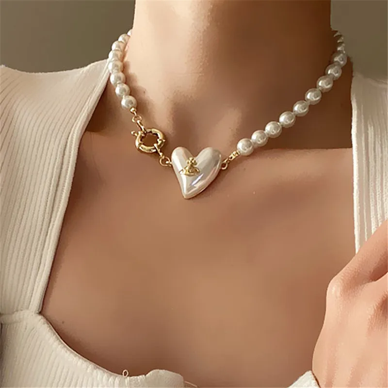 

Ожерелье женское с жемчужной подвеской в виде сердца, ключицы, 2021