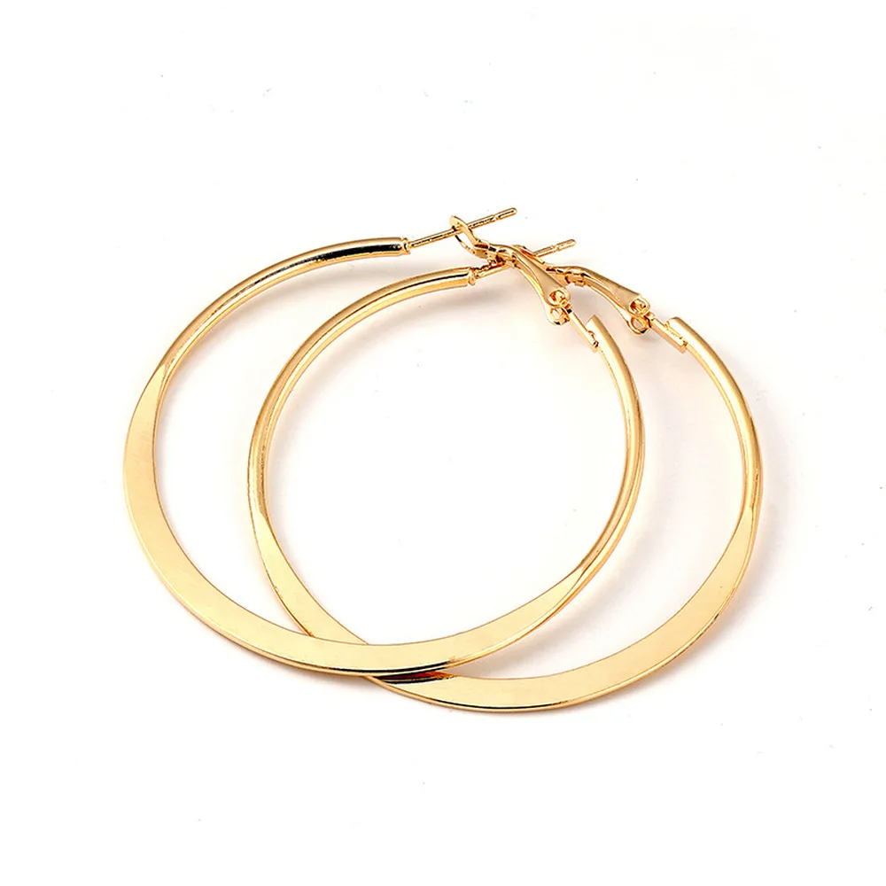 Модные серебряные большие гладкие круглые серьги-кольца для женщин современные