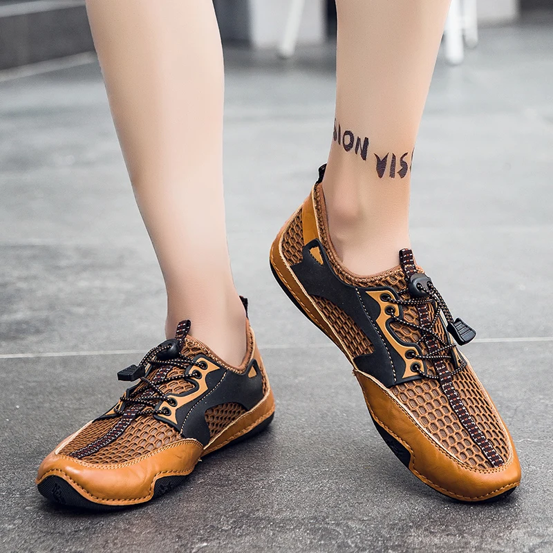 Mens Mountain Trekking Shoes Man Outdoor Athletic Shoes Men Wearable Sports Upstream Shoes for Men Light Elastic Brand Trainers