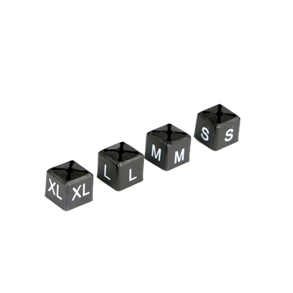 Cubo preto do marcador do tamanho de s m l xl para cabides do revestimento anel do signage do número do tamanho do vestuário