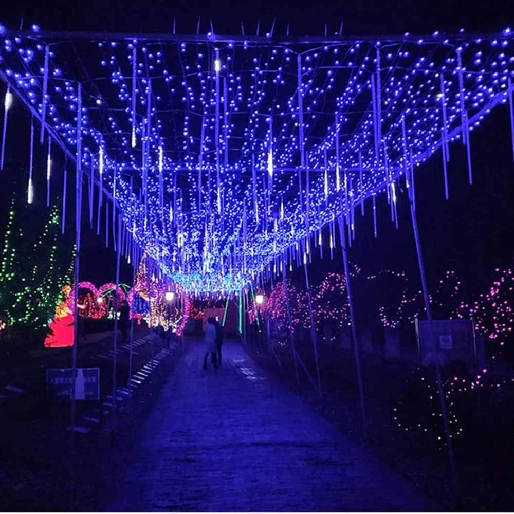 

30cm 50cm Waterproof Meteor Shower Rain 8 Tube LED String Lights for Outdoor Garden Holiday Christmas Decoration Tree EU/US Plug