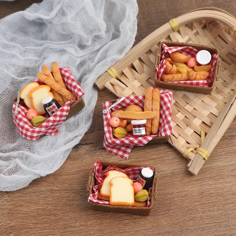

Dollhouse Miniature Mini Bread Basket Simulation Kitchen Food Model Toys for Doll House Decoration Accessories
