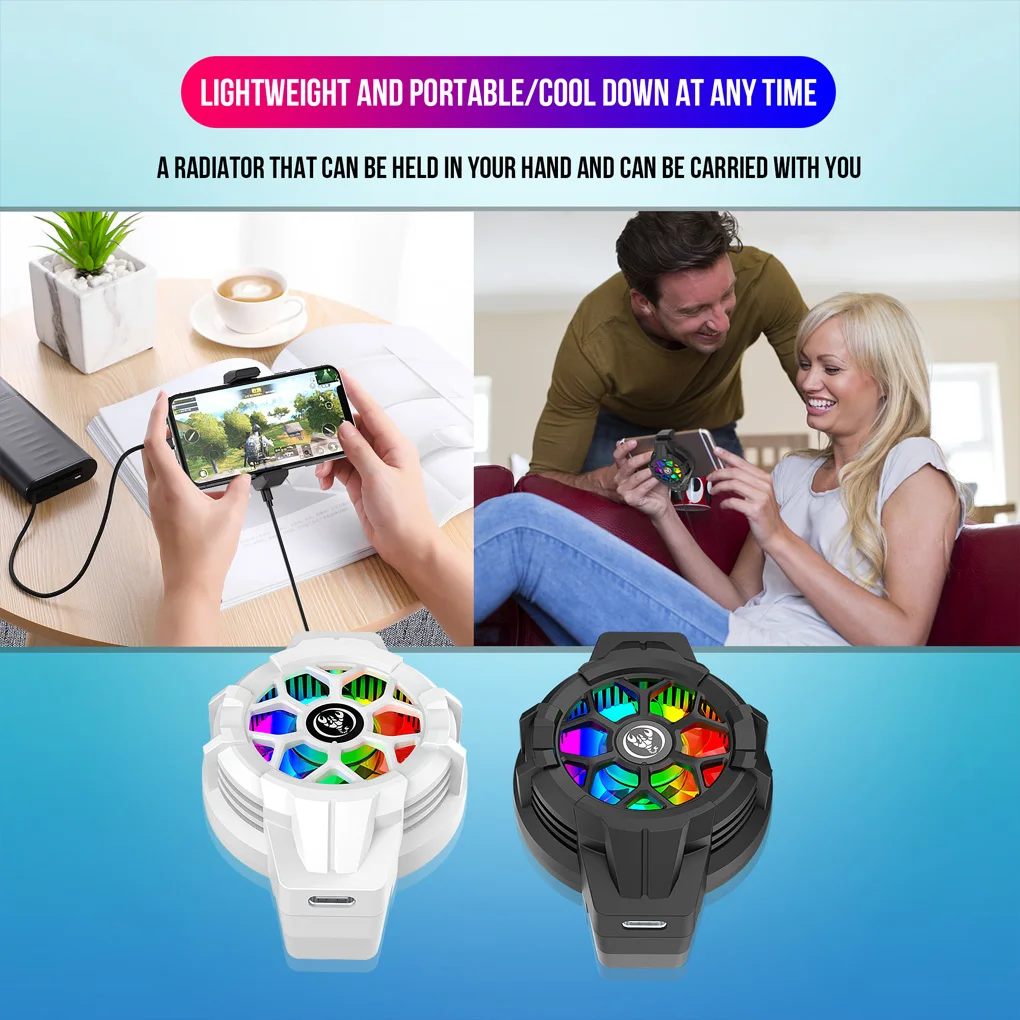 

USB Mobile Phone ipad Cooler Non-Slip Silicone Pads Cooling Fan Case Overheating Radiator LED RGB Down System Boys Girls