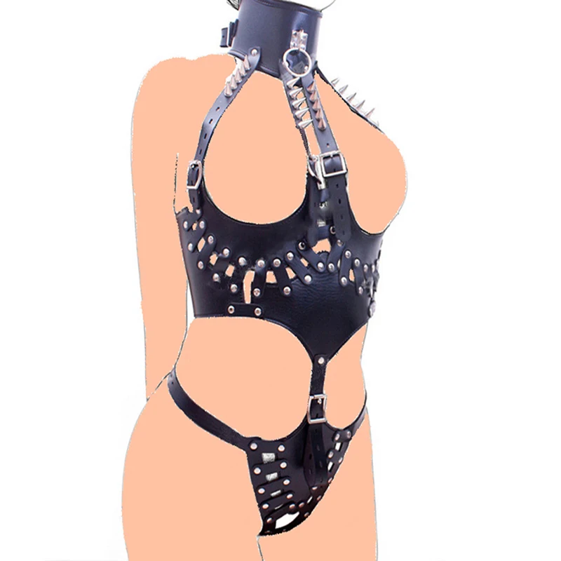 Корсет из искусственной кожи с застежкой на талии корсет под грудь ошейник