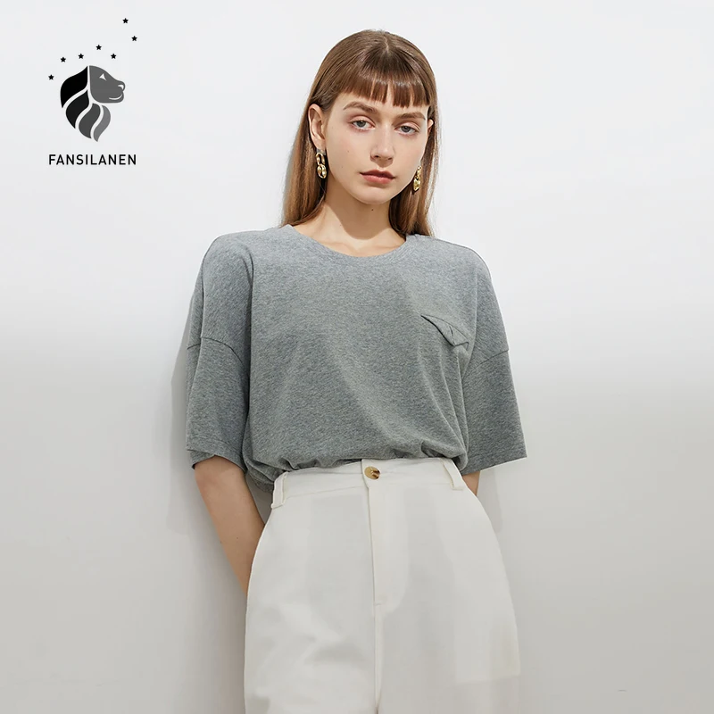 

Женская рубашка с длинным рукавом fansilзанен, свободный Однотонный пуловер из 2021 хлопка, дизайнерская рубашка с коротким рукавом, для офиса, д...