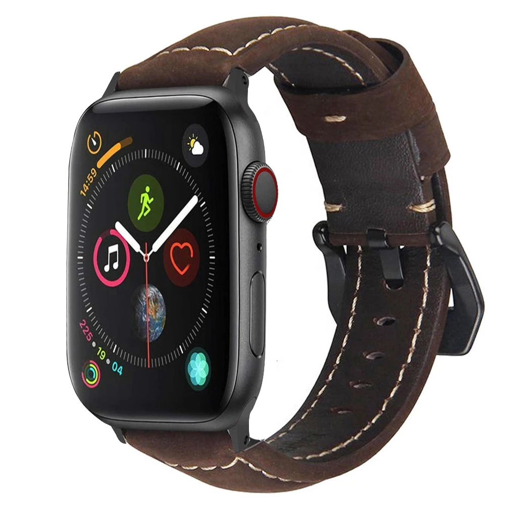 Ремешок кожаный для apple watch band 44 мм 42 мм, браслет для iwatch band Series 5 4 3 40 мм 38 мм, мужской и женский