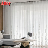 embroidery sheer curtains for the living room white tulle for windows on bedroom home decoration luxury floral voile drapes