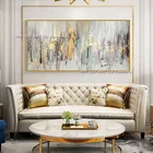 Золотая абстрактная картина, большая ручная роспись, холст для украшения стен, офиса, 2021