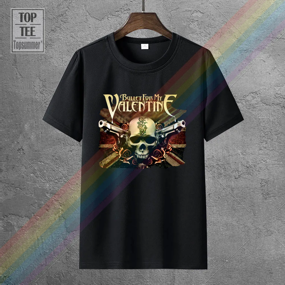 

Bullet For My Valentine Men'S Union Jack Pistols T Shirt Small Black Summer New Men Cotton T-Shirt