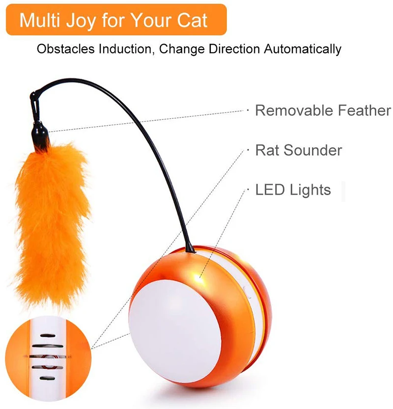 MESNUG Электрический катящийся Кот игрушечный мяч с пером автоматическое изменение