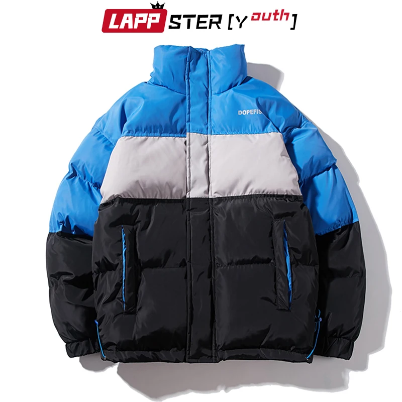 LAPPSTER-Молодежная мужская зимняя куртка с цветным блоком Мужская плотная уличная куртка с пузырями в стиле хип-хоп, корейская модная ветровка, парка
