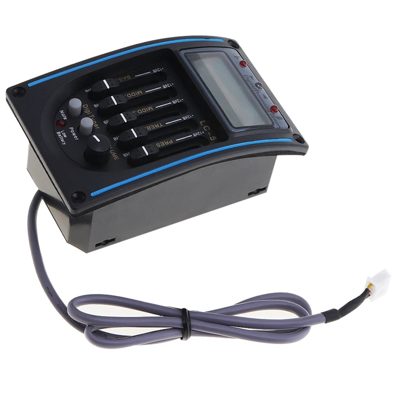 5 Band Eq Preamp Piezo Amplifier Equalizer Acoustic Electric Guitar Pickup Tuner With Lcd And Volume Control | Спорт и развлечения