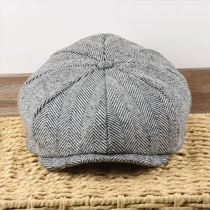 6 Color high quality Wool Tweed Newsboy Cap for Men Women Herringbone 8 Panel Apple Caps Cabbies Hats Woolen Headpiece Beret