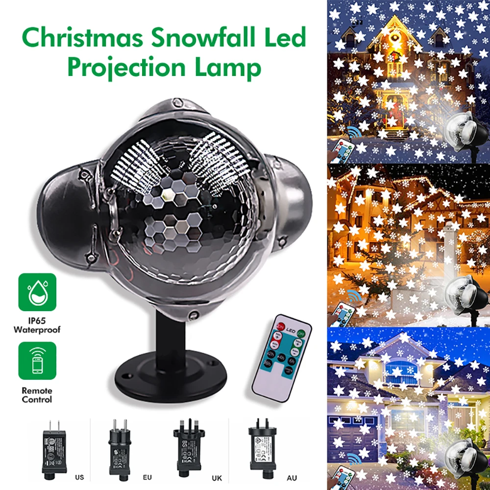 Рождественская Снежинка светодиодная проекционная лампа IP65 Водонепроницаемый