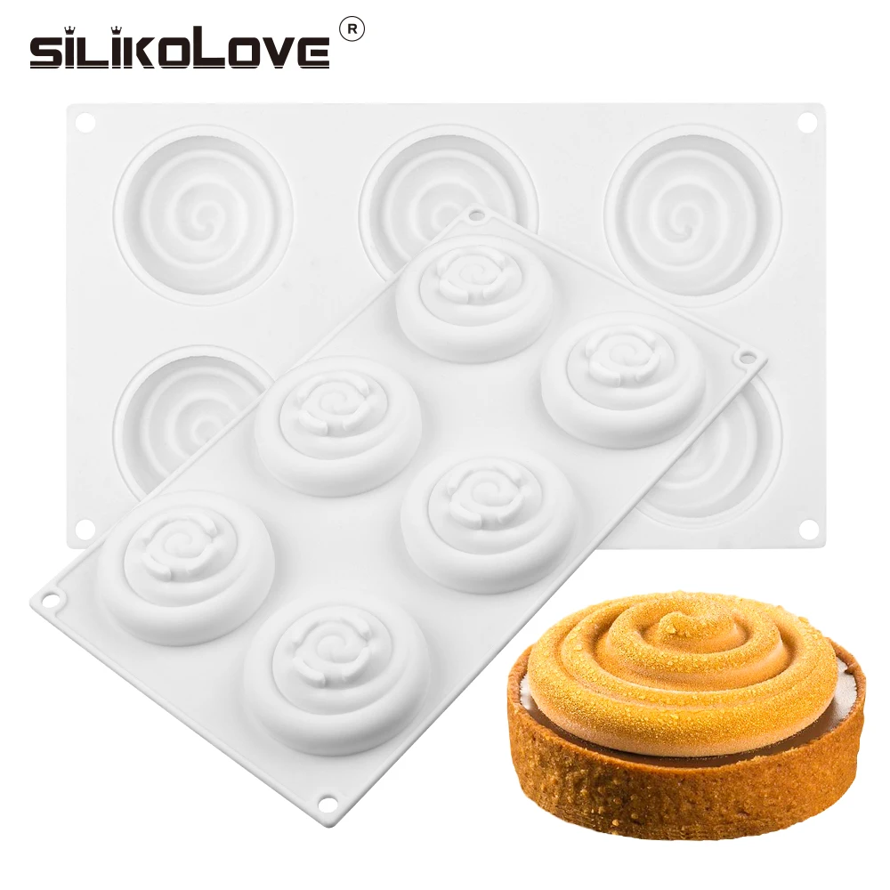 

SILIKOLOVE 6-Cavity Cake Mould Round Shaped Silicone Molds for Sponge Cakes Mousse Chocolate Dessert Bakeware