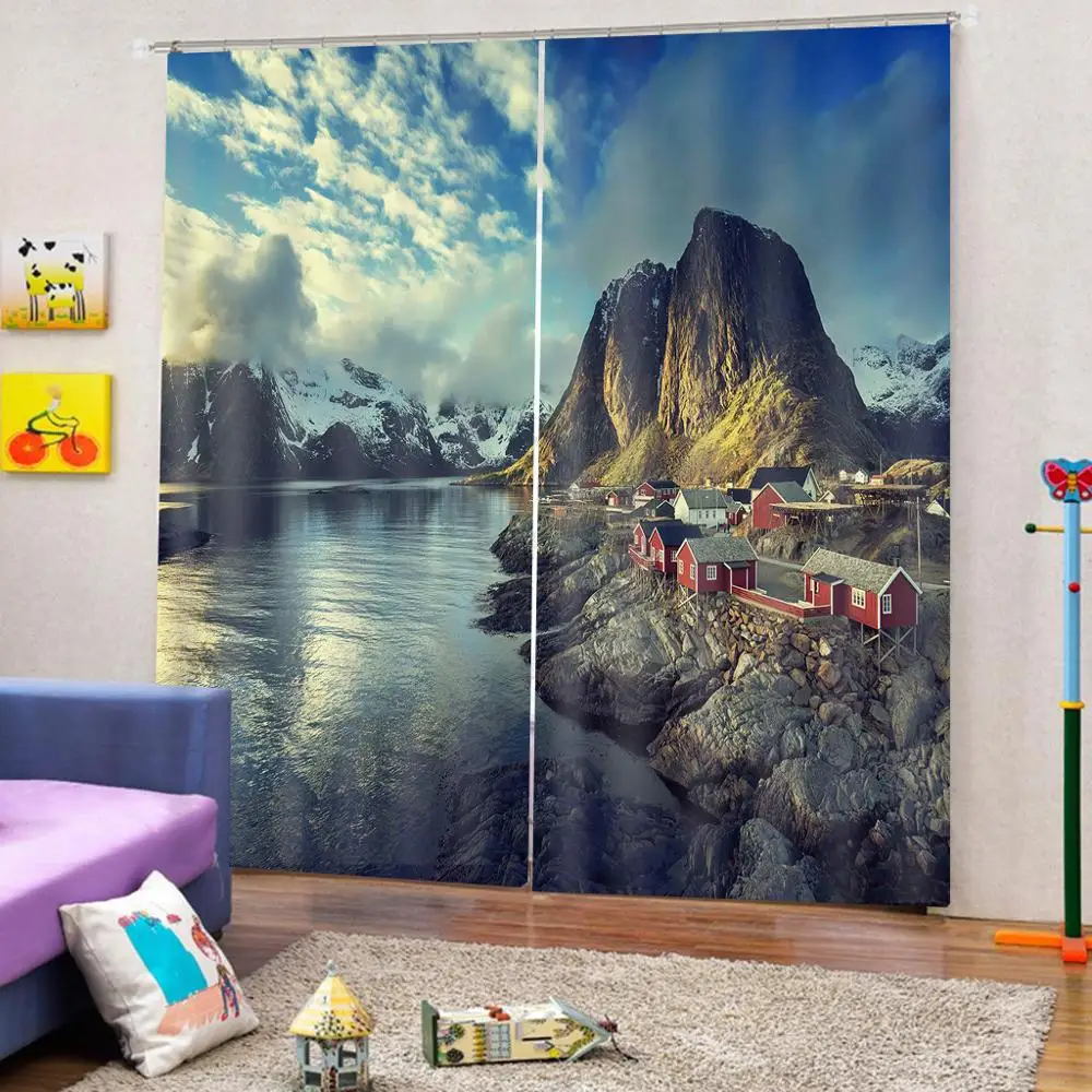 Набор занавесок для душа 3D украшение дома и озера снежный Горный пейзаж с принтом