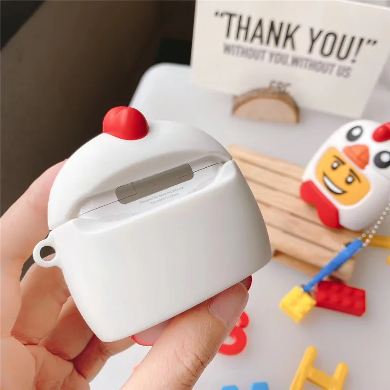 

3D Cute Cartoon Animal Pig Penguin Cover For Airpods 2 Earphone Case for Apple Airpods Pro Cases Silicone Funda with Pendant