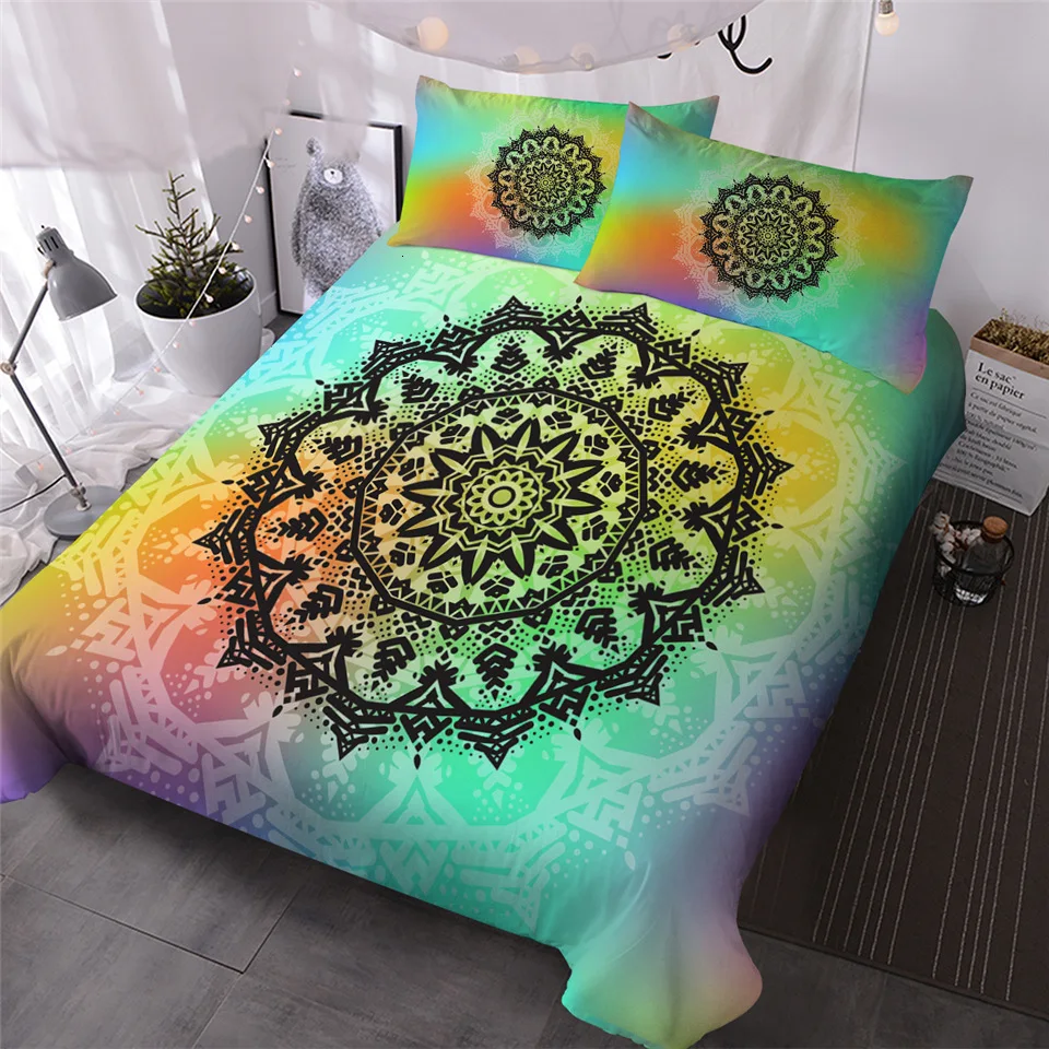 Blesslive цветок лотоса Tie Dye постельное белье 3 шт. богемный Мандала пододеяльник Желтый Фиолетовый Зеленый Tye Dye домашний текстиль