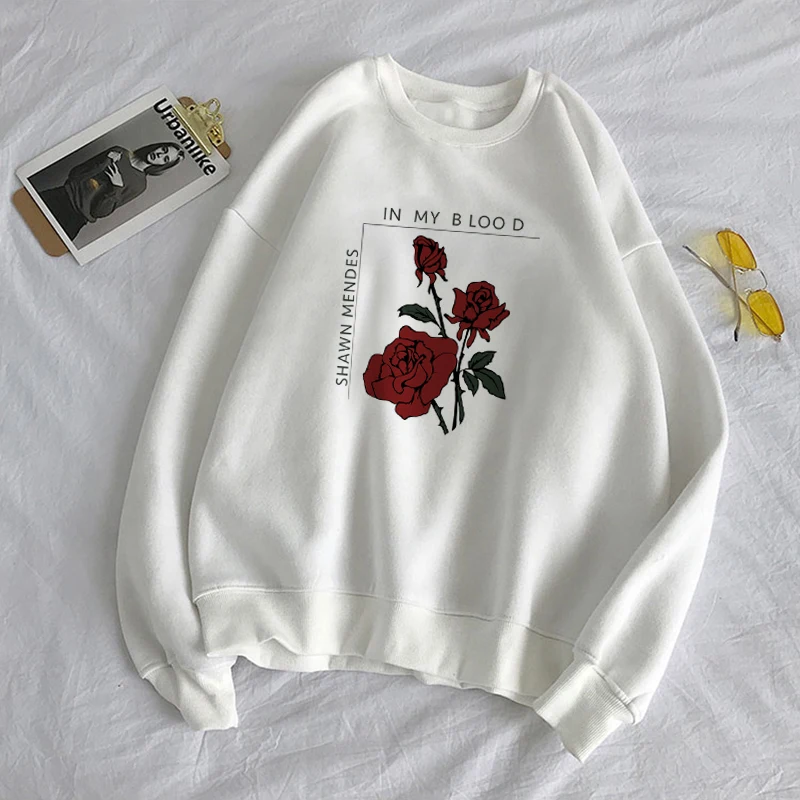 Зимний Теплый Женский свитшот с принтом Это не в моем сердце крови розой модный