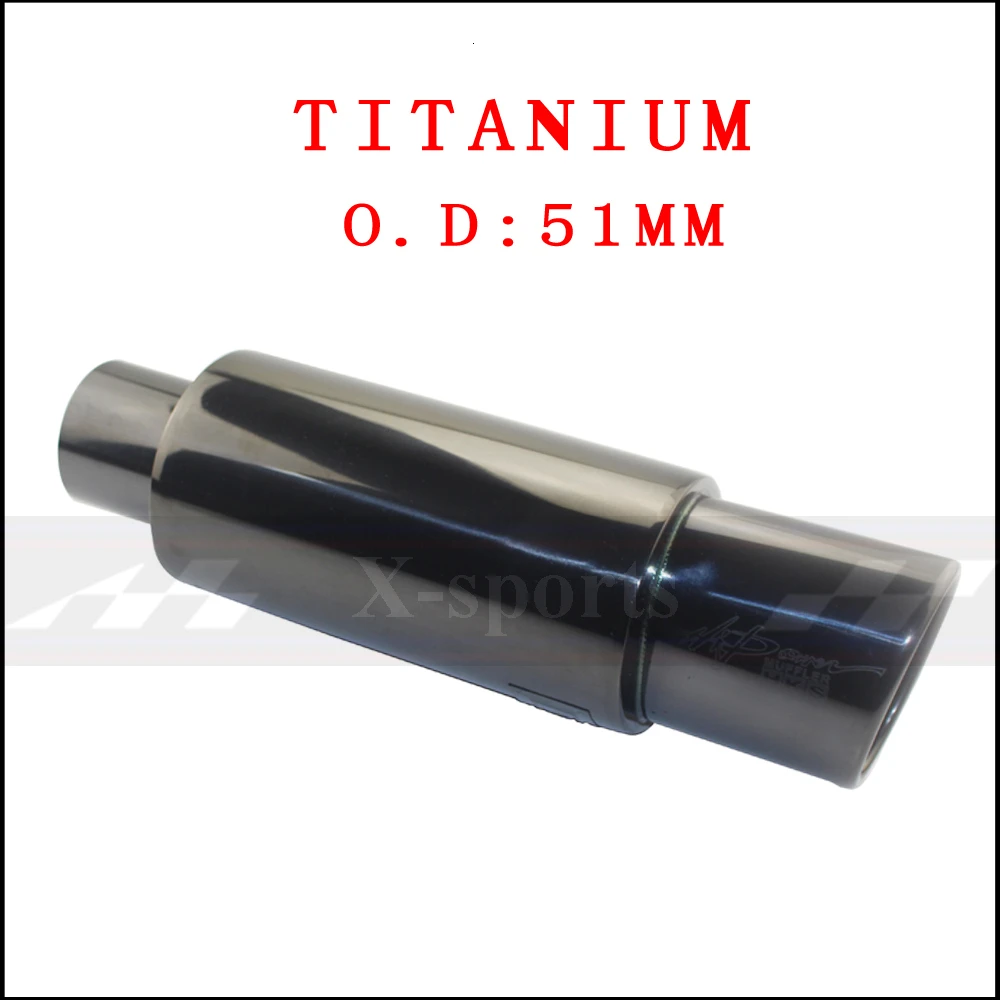 Titanium 51mm Выхлопные системы для автомобиля, мотоцикла, глушитель, выхлопная труба, высокое качество, универсальный интерфейс из нержавеющей стали 51 57 63 мм, овальные глушители - Цвет: Titanium 51mm