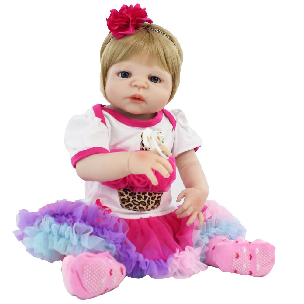 55 см полный силикона Reborn Baby Doll игрушка как настоящие девушка Bonecas виниловые