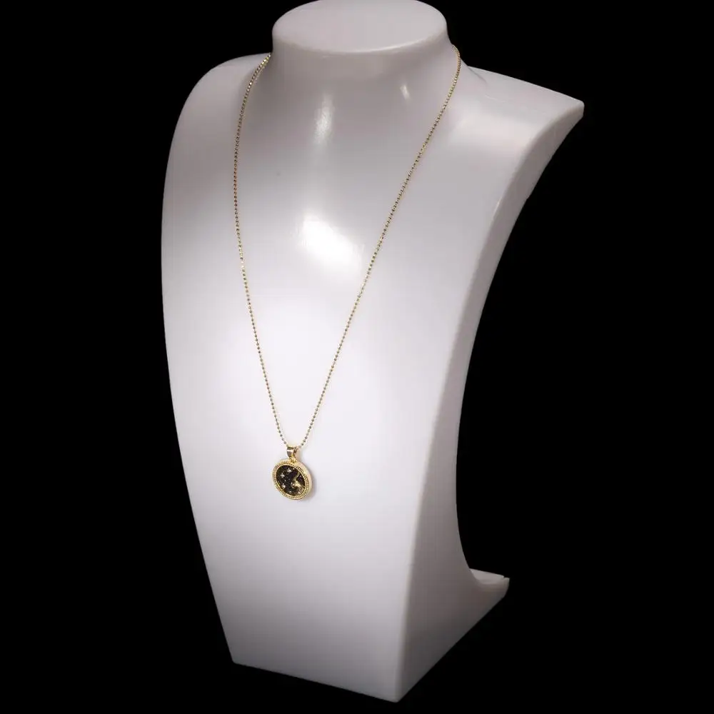 

New Fashion 12 Zodiac Sign Constellation Necklaces for Women Men Charm Gold Color Round Pendants Collar Jewelry Gift Dropship