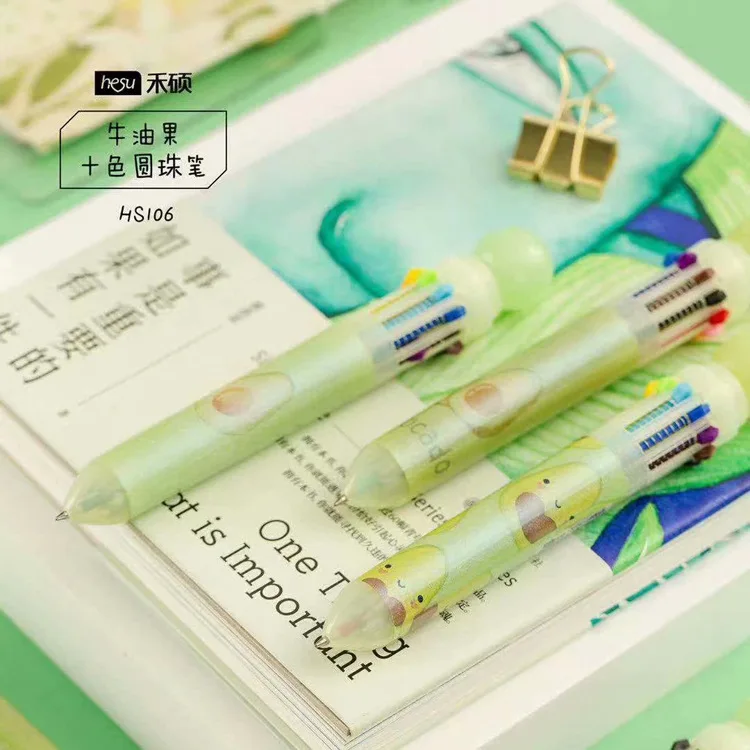 36 шт./лот шариковая ручка с круглыми бусинами авокадо 10 цветов прочная школьные и