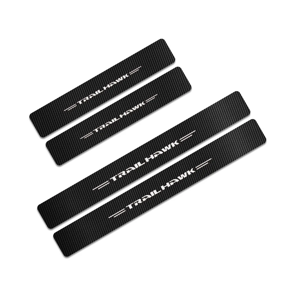 For Trail Hawk 4 шт., Накладка на порог автомобиля, углеродная наклейка для Jeep Renegade Wrangler JK TJ Rubicon Cherokee, патриот, Трейл, ястреб, аксессуары для компаса - Название цвета: For Trail Hawk